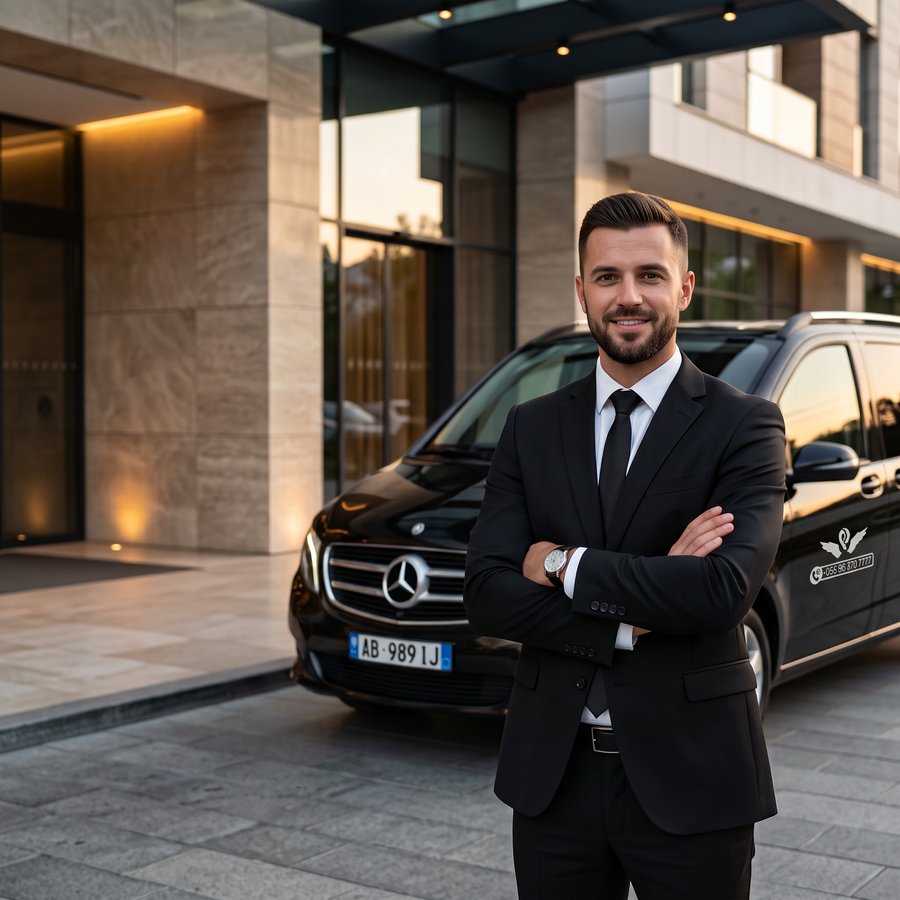 Professional driver with the Mercedes V-Class
